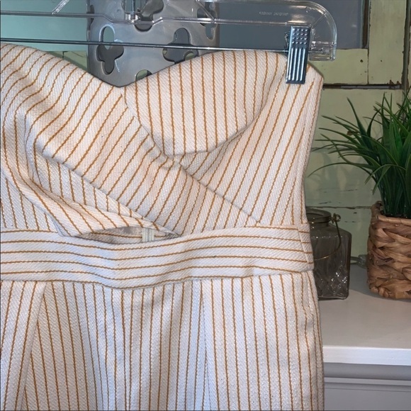 Topshop Cut Out Bust Strapless Striped Wide-leg Cropped Jumpsuit New Size 4 - Picture 5 of 10